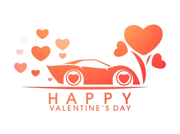 Felice San Valentino celebrazione con auto . — Vettoriale Stock