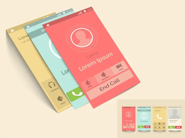 Interface utilisateur mobile avec mise en page d'appel . — Image vectorielle