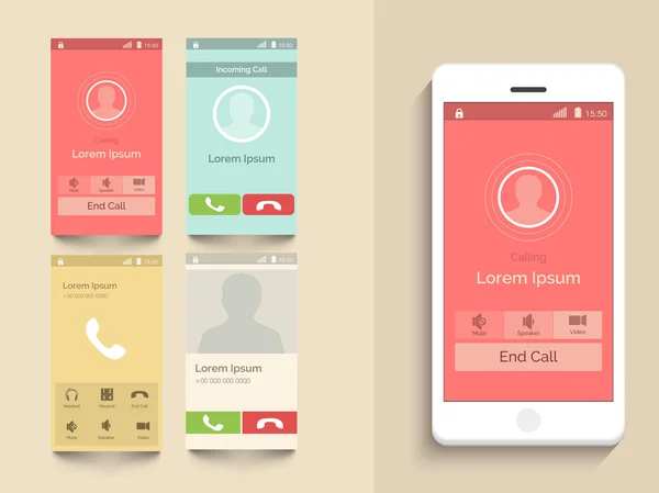 Interfaz de usuario móvil con diseño de llamada . — Vector de stock