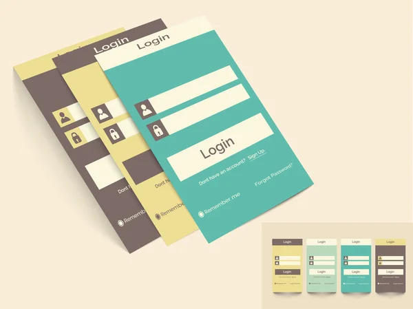 Interfaccia utente mobile con layout di login . — Vettoriale Stock