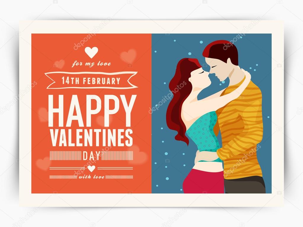 Greeting card design for Happy Valentines Day.