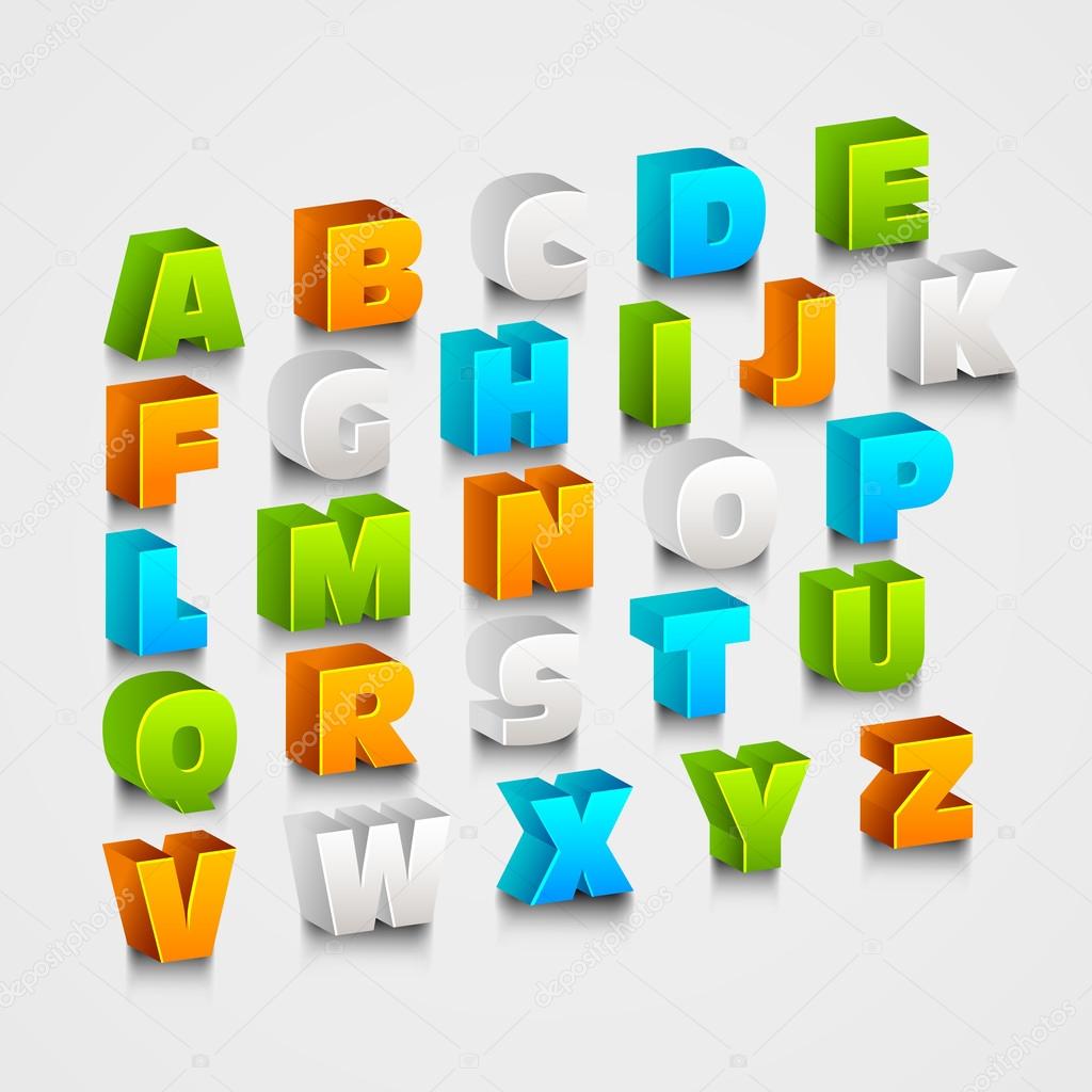 3d colorful capital letters.