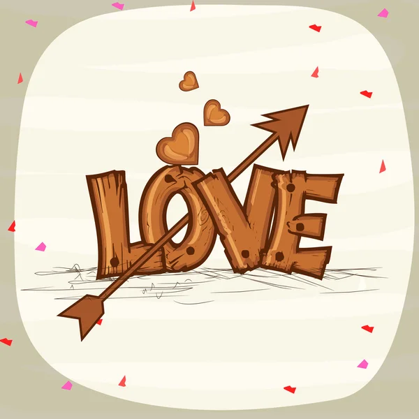 Wooden text for Happy Valentines Day celebration. — Stock Vector