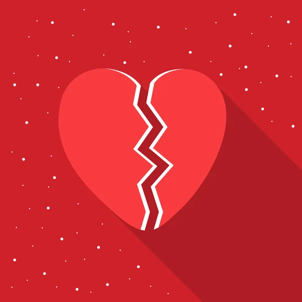 Rotes gebrochenes Herz zum Valentinstag. — Stockvektor