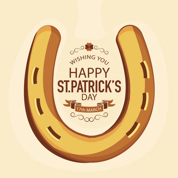 St. Patrick's Day celebration with horseshoe. — Stock Vector