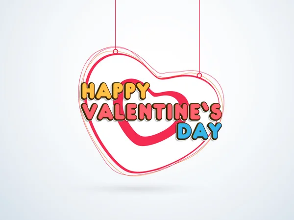 Happy Valentine's Day celebration with hanging heart. — Stock Vector