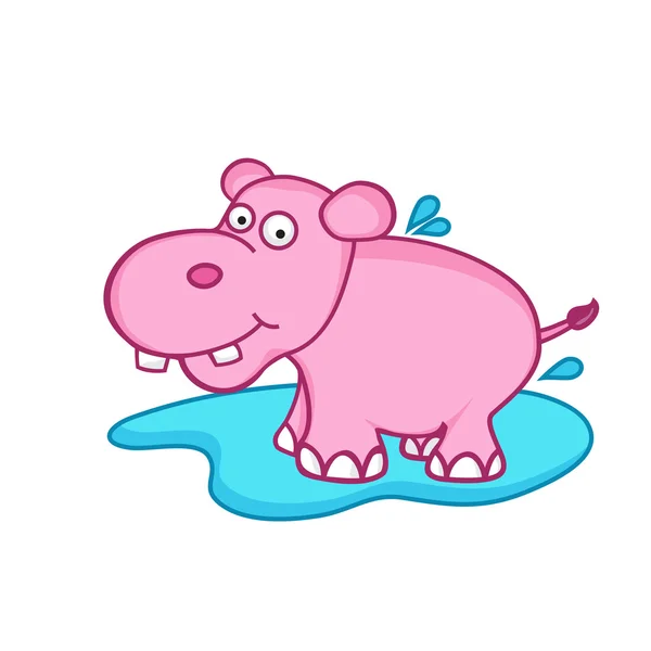 Funny cute cartoon of hippopotamus. — Stock Vector