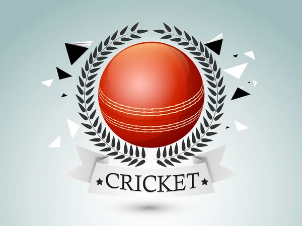 Cricket sports concept with red ball. — Stock Vector