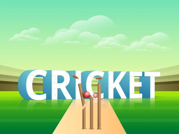 Cricket sports concept with cracket stumps. — Stock Vector