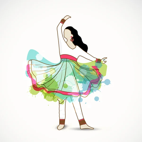 Young dancing woman. — Stock Vector