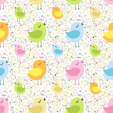 Tavuk ile müzik notaları.