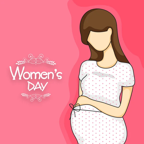 Linda mujer embarazada para la celebración del Día de la Mujer . — Vector de stock