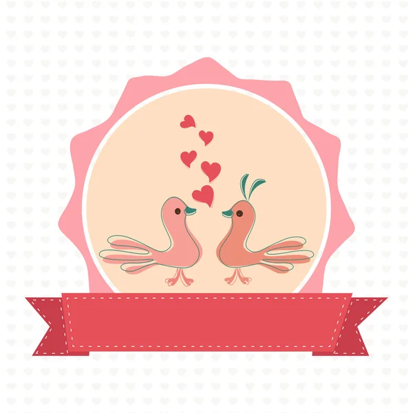 Happy Valentine's Day viering met schattige dwergpapegaaien. — Stockvector