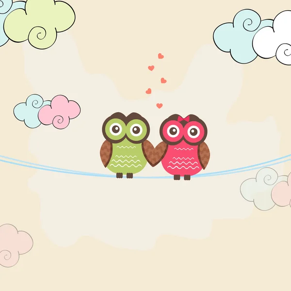 Joyeuses célébrations de la Saint-Valentin avec couple hibou . — Image vectorielle