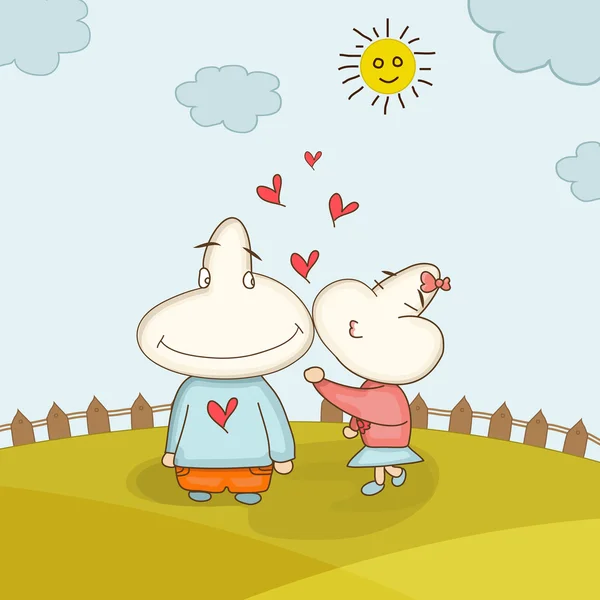 Divertida pareja de dibujos animados para el día de San Valentín . — Vector de stock