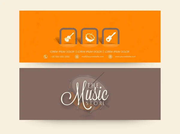 Intestazione del sito web o banner set per negozio di musica . — Vettoriale Stock