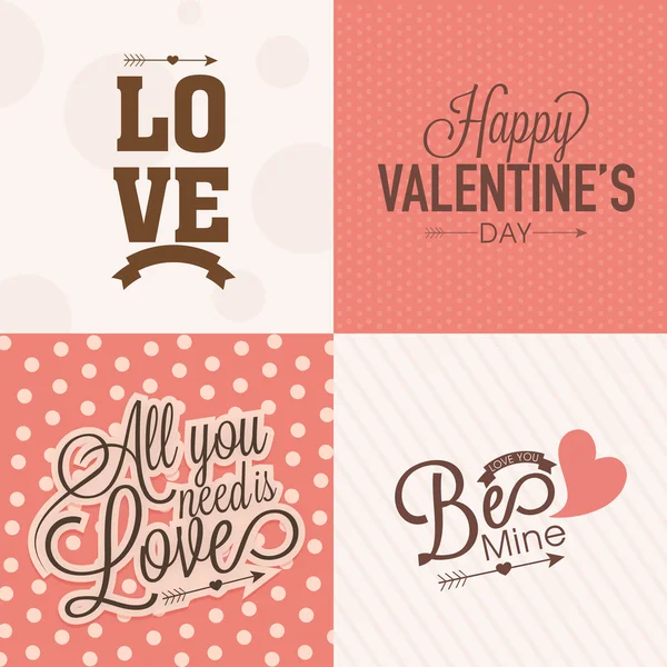 Typografické kolekce pro Valentines den oslav. — Stockový vektor