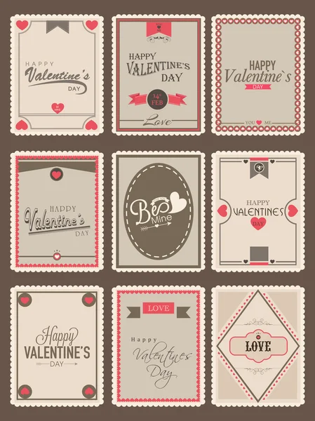 Collectie van postzegel voor Valentines Day. — Stockvector