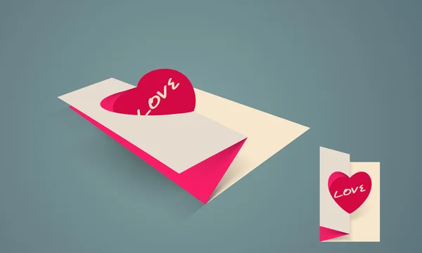 Papír hajtogatott kártya Valentin-nap. — Stock Vector