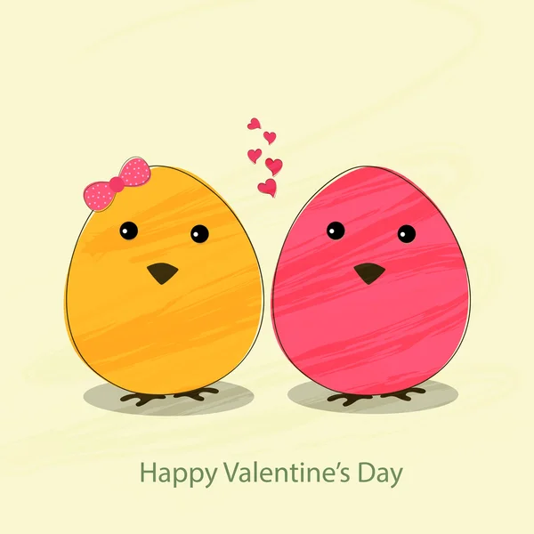 Happy Valentine's Day concept with cute eggs. — Stock Vector