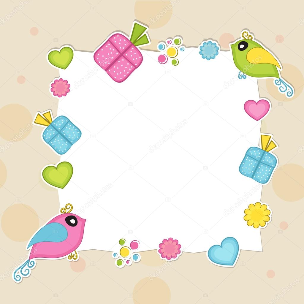 Blank frame with cute bird for Valentine's Day.