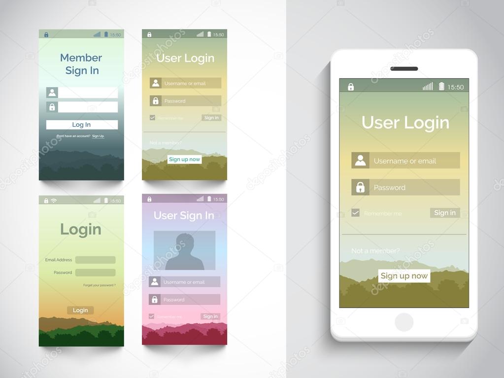 Mobile user interface with login application.