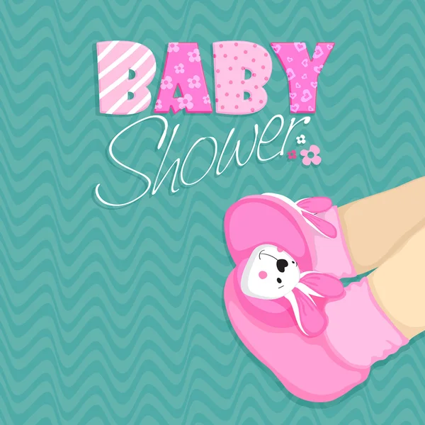 Baby douche vieringen met baby laarzen. — Stockvector