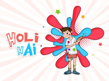 Sevimli çocuk mutlu Holi festival kutlaması için.