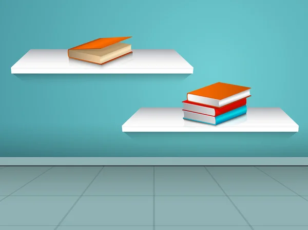Concepto de libros con estante . — Vector de stock