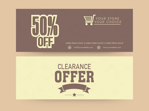 Clearance oferecer cabeçalho web ou conjunto de banner . — Vetor de Stock