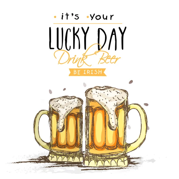 Happy St. Patrick de viering van de dag met Bierpul. — Stockvector