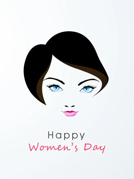 Happy Women's Day viering met jong meisje gezicht. — Stockvector