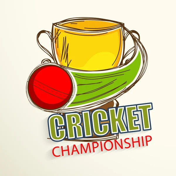 Winning cup with ball for Cricket. — Stock Vector