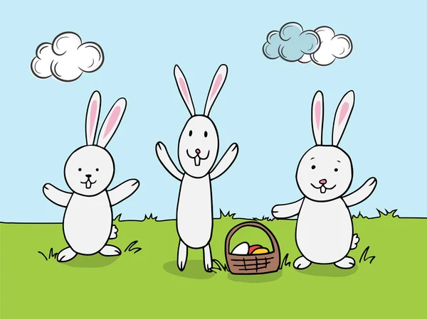 Schattig konijnen voor Happy Easter viering. — Stockvector