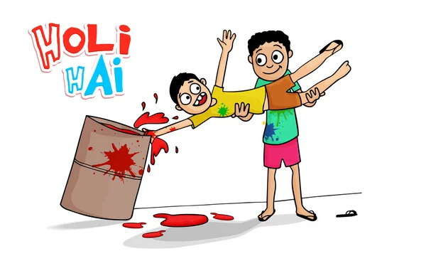 Divertidos dibujos animados para la celebración de Happy Holi . — Archivo Imágenes Vectoriales