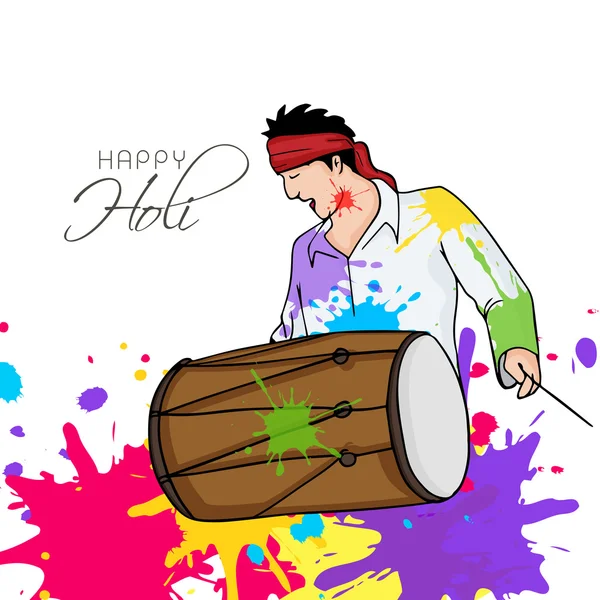 Jovem para o festival indiano, celebração Holi . —  Vetores de Stock