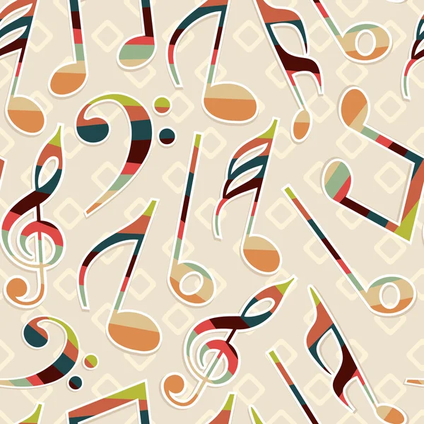 Abstract musical notes with seamless pattern. — Stock Vector