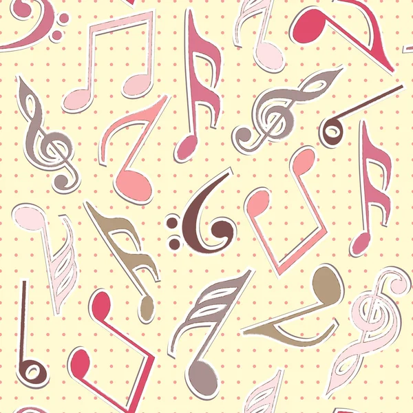 Notas musicales con fondo beige punteado . — Vector de stock