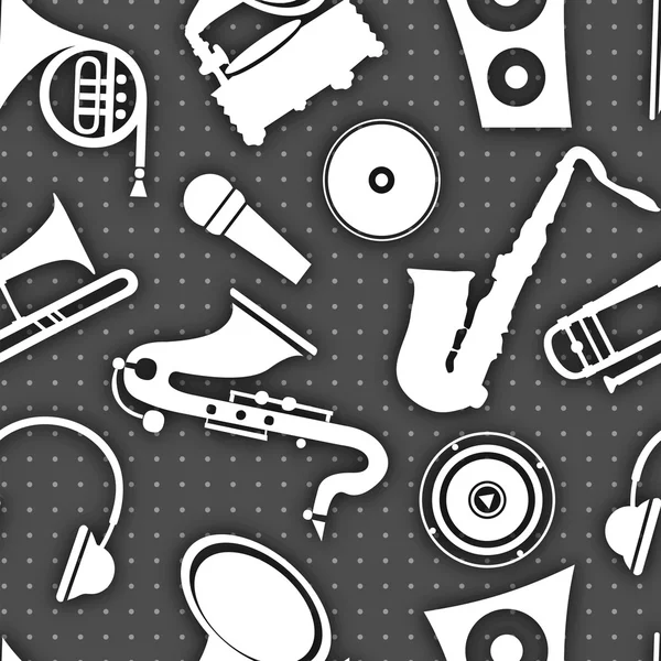 Musical instrument with seamless pattern. — Stock Vector