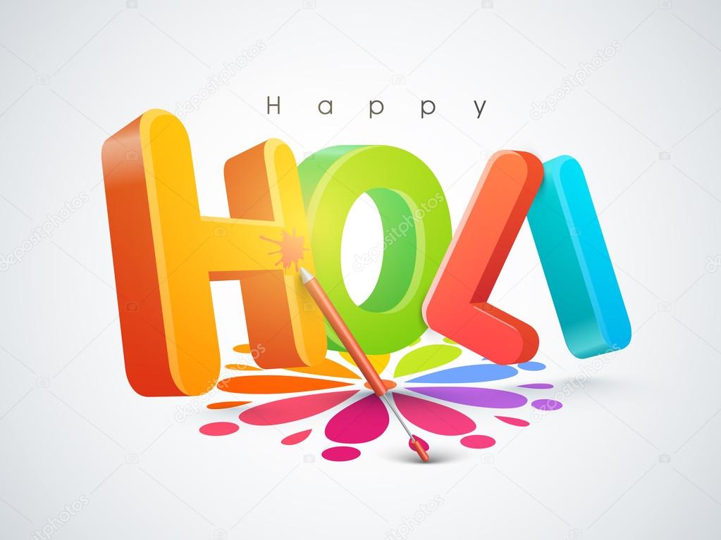 3D text for Indian festival, Holi celebration.