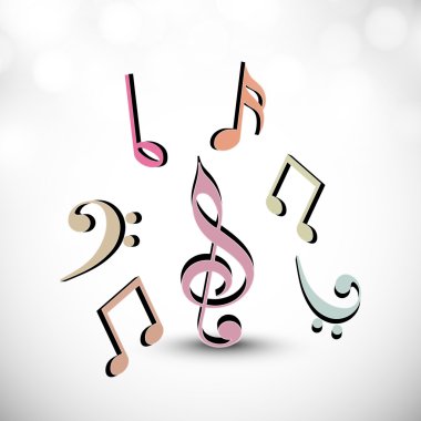 Farklı renkte müzik işareti kavramı.