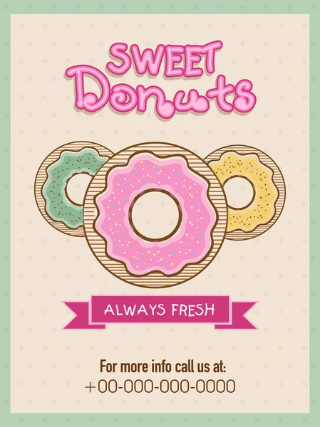 Flyer or menu card for sweet donuts shop. — Stock Vector