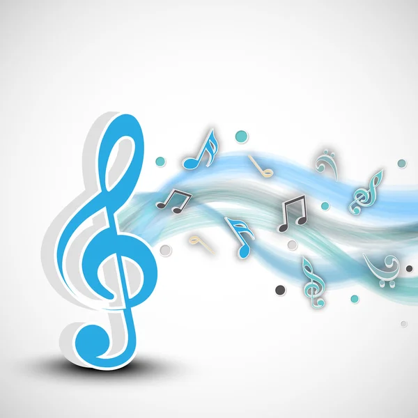 Concept of musical notes with blue waves. — Stock Vector