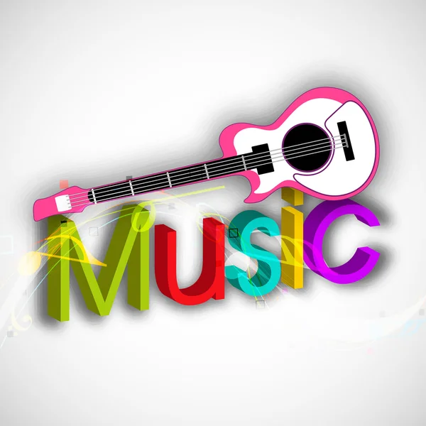 Stylish text with musical instrument guitar. — Stock Vector