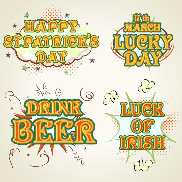 Typographic collection for Happy St. Patrick's Day. — Stock Vector