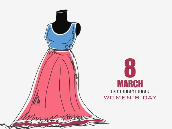 Vestido moderno en maniquí para el Día Internacional de la Mujer . — Archivo Imágenes Vectoriales