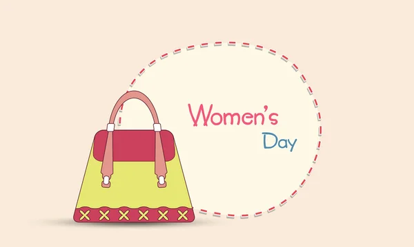 Bayanlar el çantası için mutlu kadınlar günü kutlama. — Stok Vektör