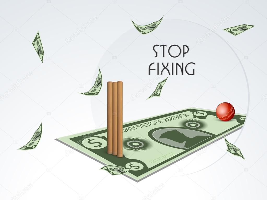 Stop Fixing concept with stumps and ball.