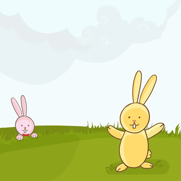 Söta kaniner för Glad påsk firande. — Stockfoto