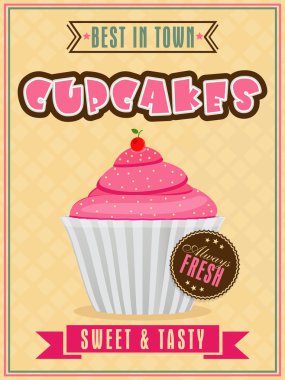 Cupcake köşe için el ilanı veya menü kartı.